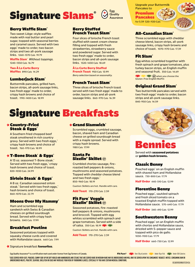 Menu, Denny's Delta Restaurant