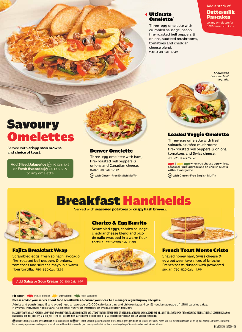 Menu, Denny's Delta Restaurant