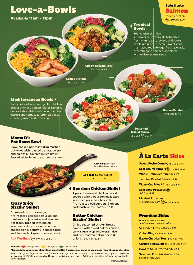 Menu, Denny's Delta Restaurant