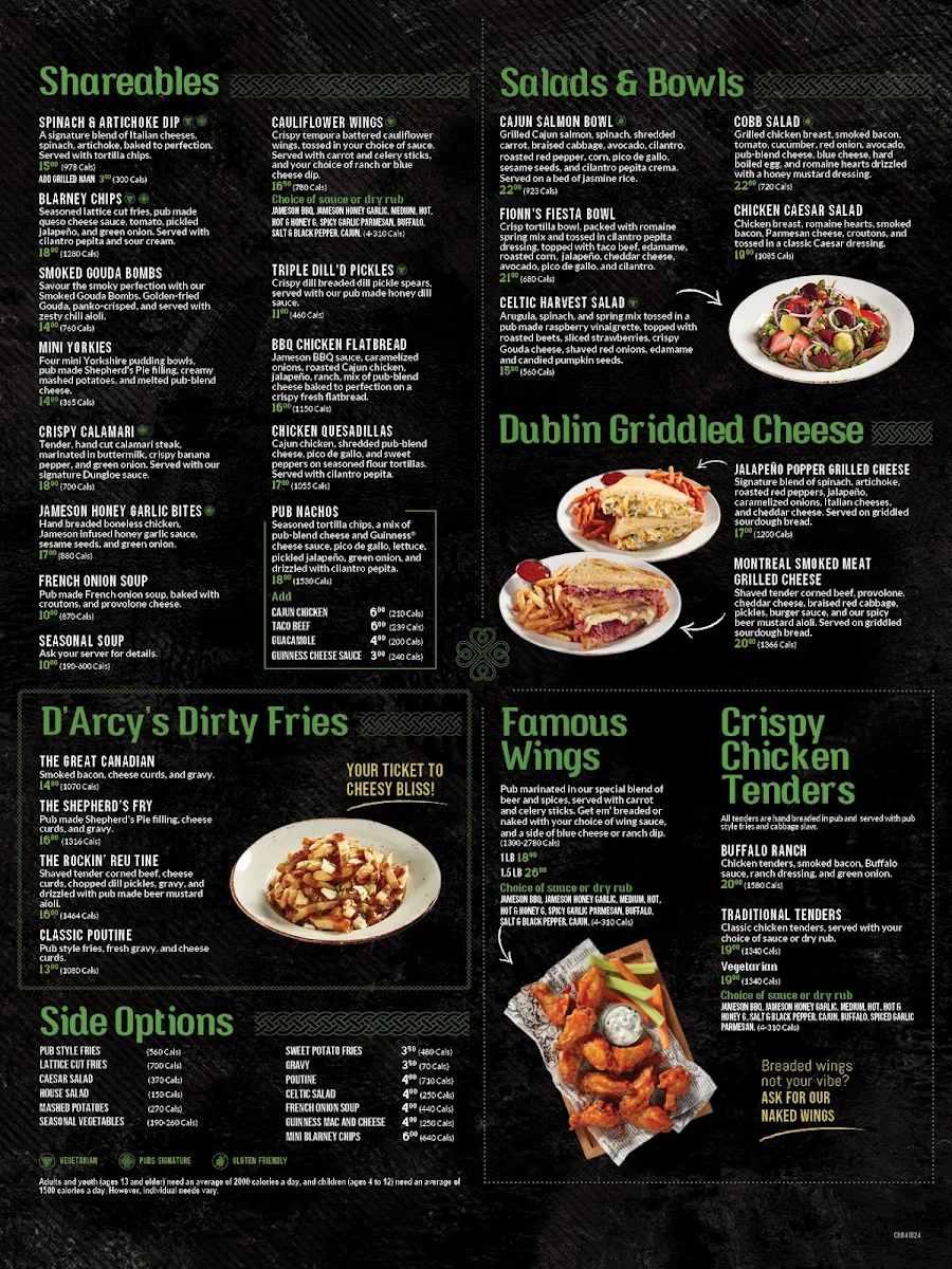 Menu, D'Arcy McGee's