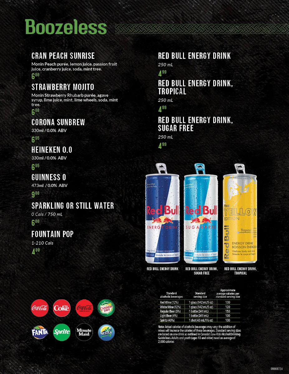 Menu, D'Arcy McGee's