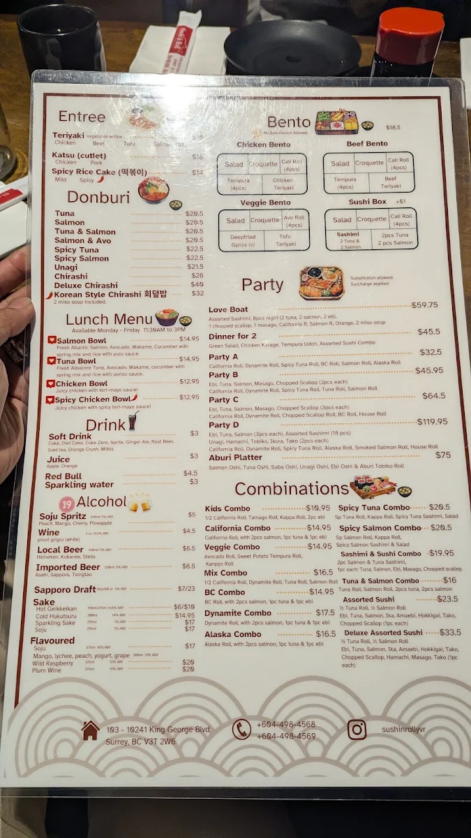 Menu, Sushi & Roll