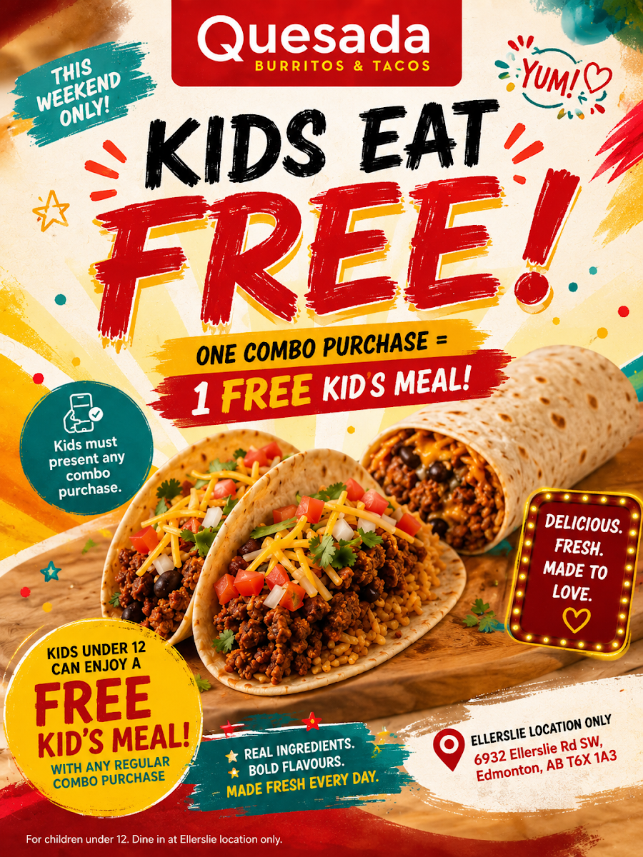 Menu, Quesada Burritos & Tacos