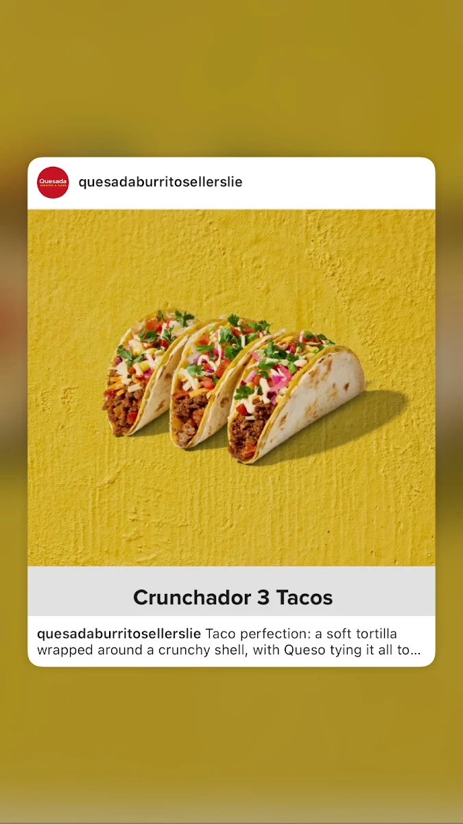 Menu, Quesada Burritos & Tacos