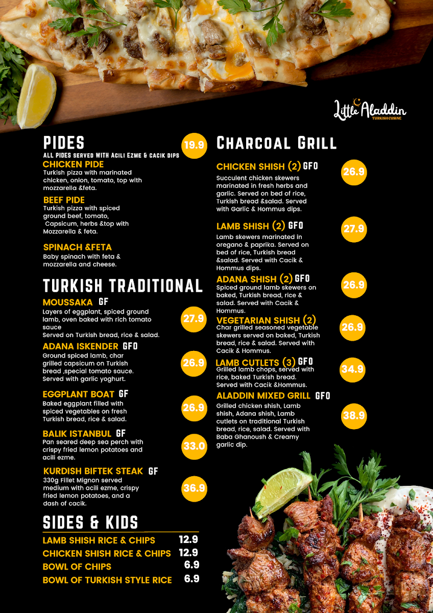 Menu, Little Aladdin