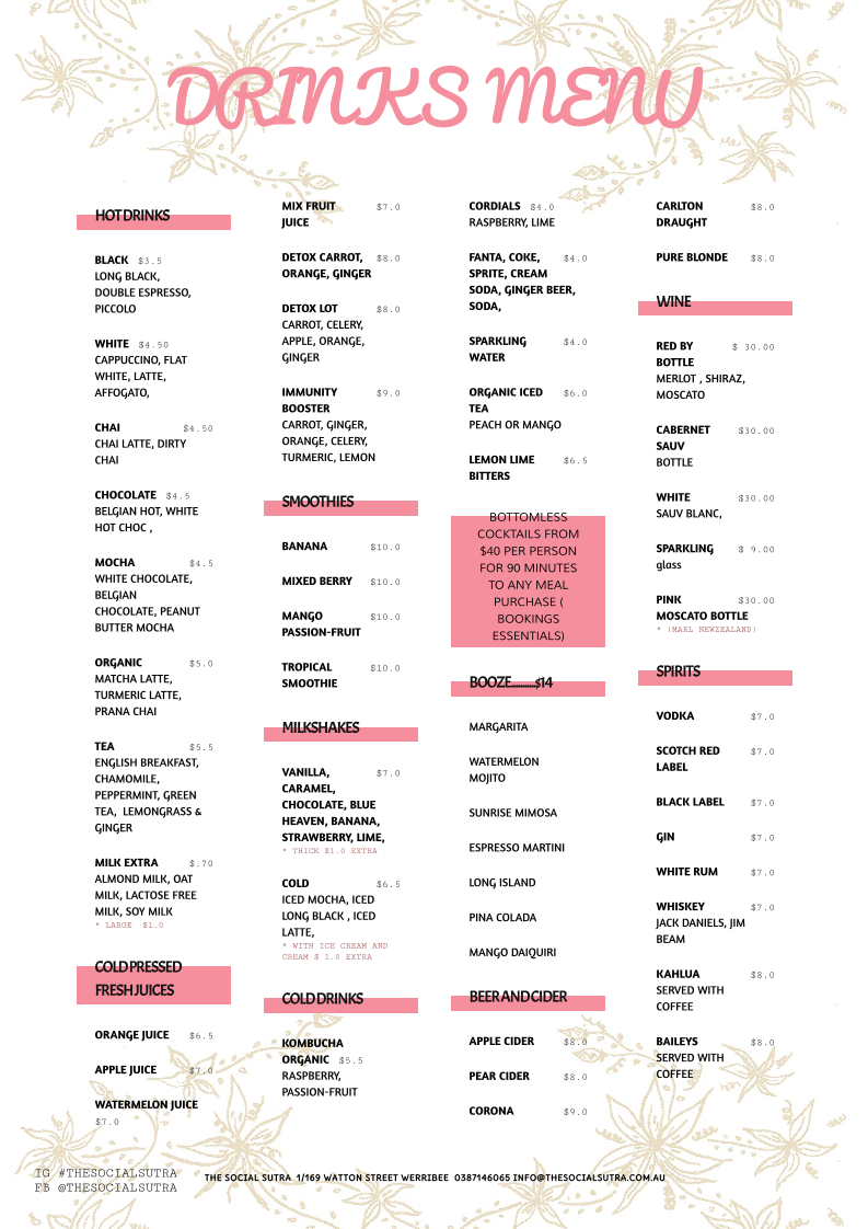 Menu, The social sutra