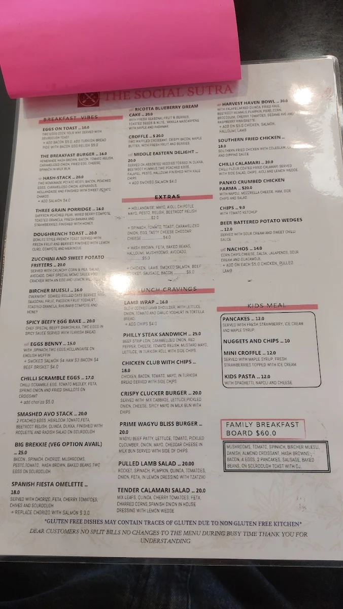Menu, The social sutra