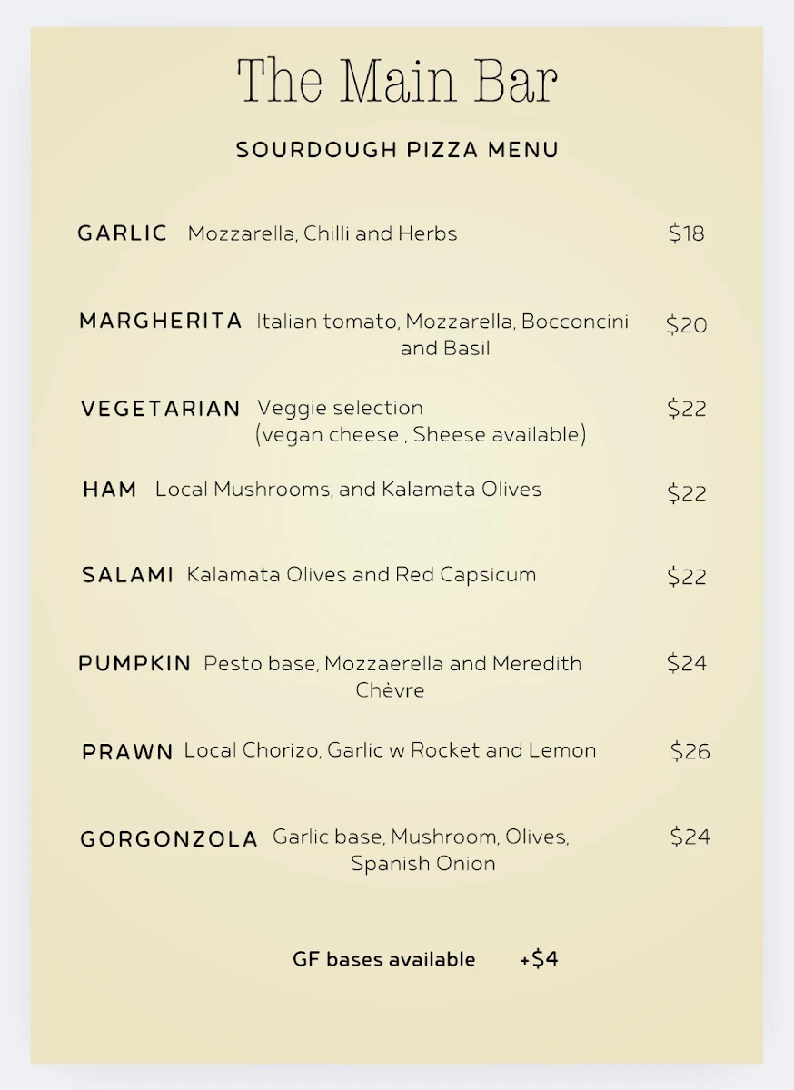 Menu, The Main Bar