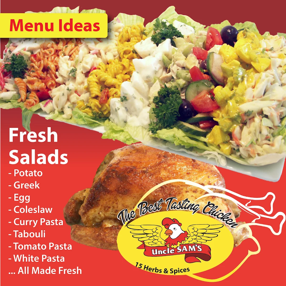 Menu, Uncle Sam's Chicken Charcoal - Pakenham