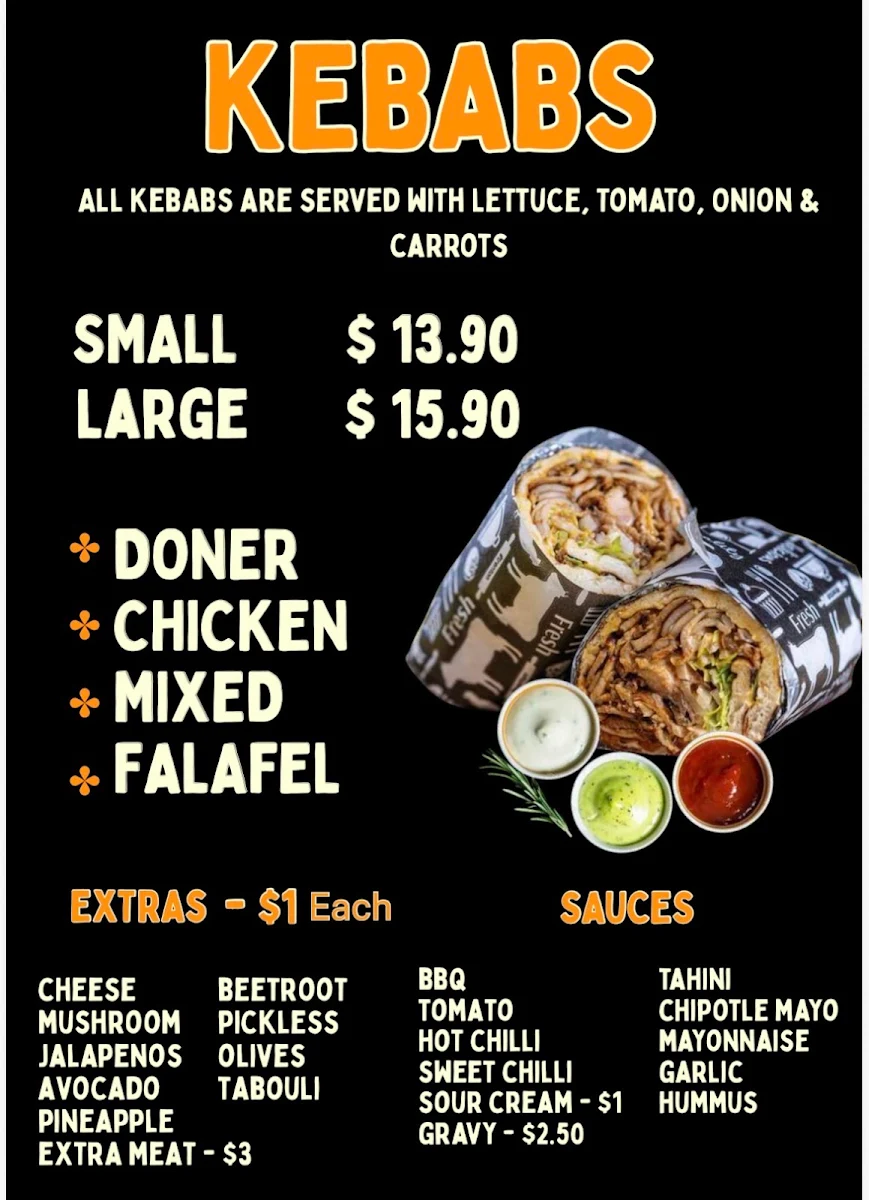 Menu, The Kebab Bar