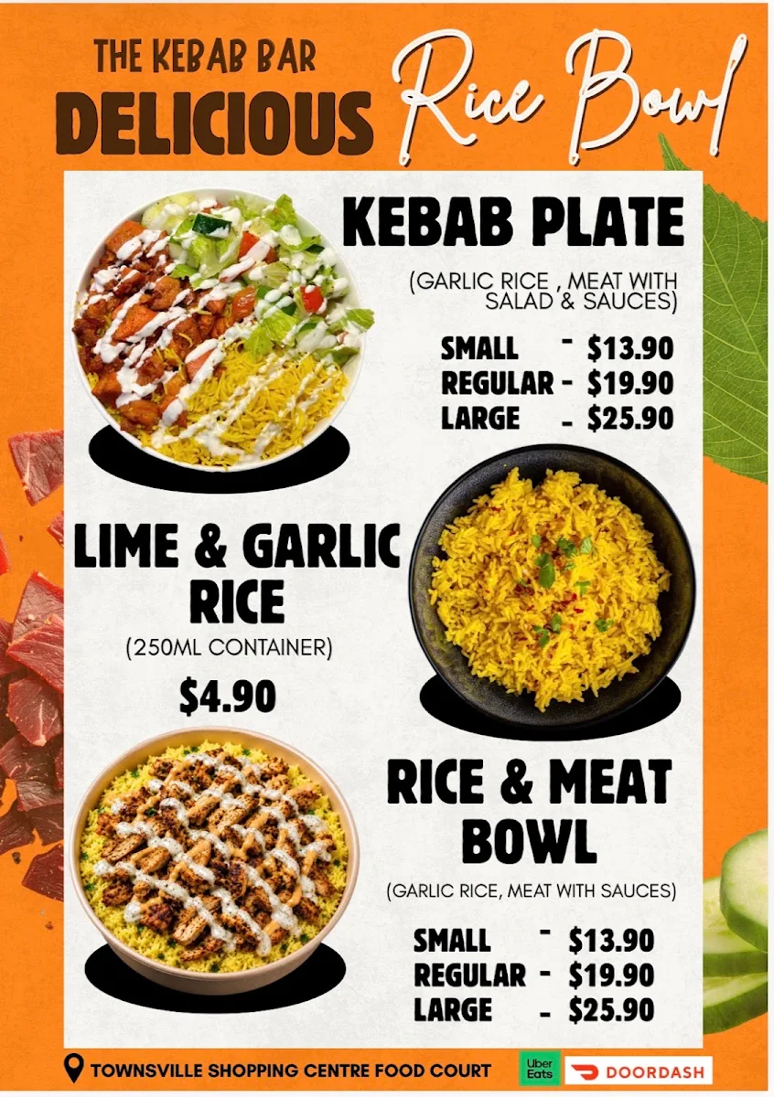 Menu, The Kebab Bar