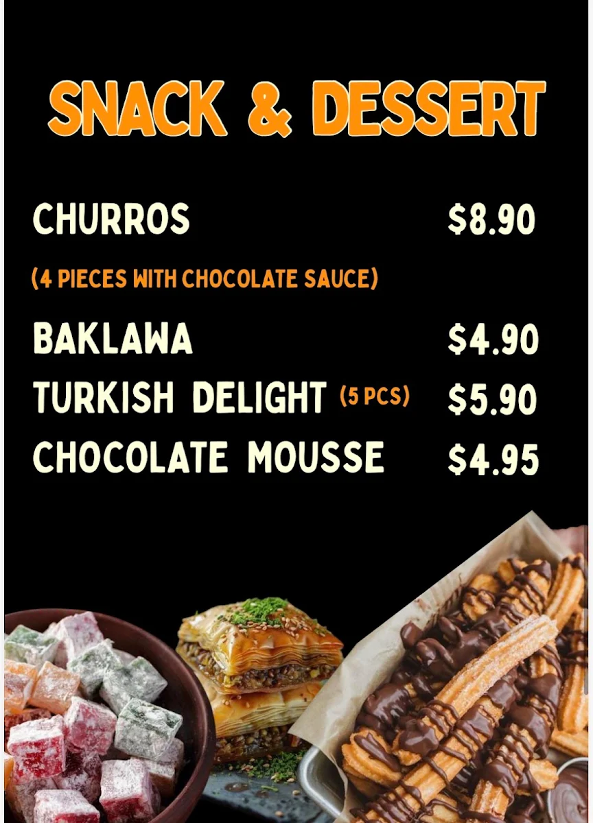 Menu, The Kebab Bar