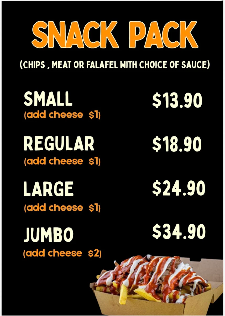 Menu, The Kebab Bar