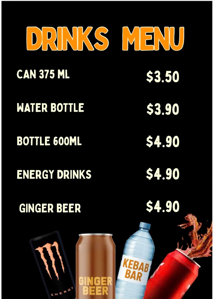 Menu, The Kebab Bar
