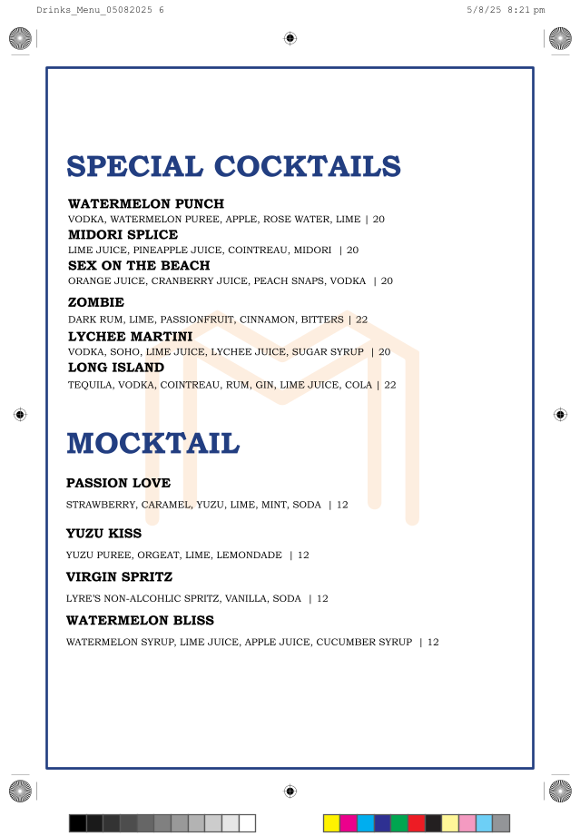 Menu, Melissa Oakleigh