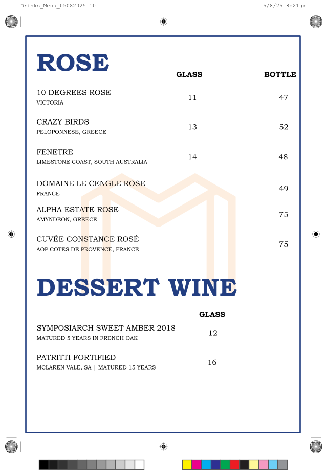 Menu, Melissa Oakleigh