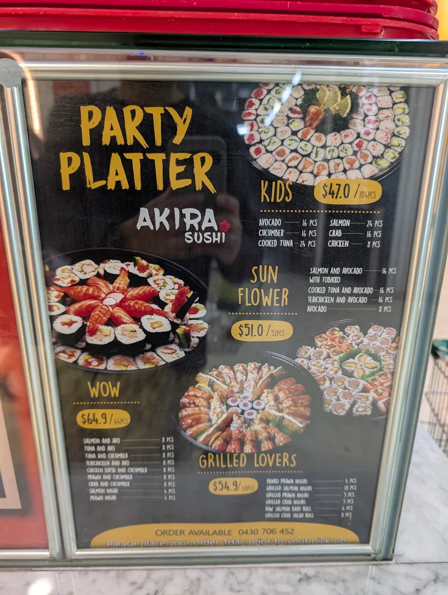 Menu, Akira Sushi