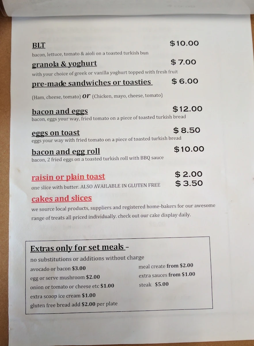 Menu, Wheelhouse Coffee