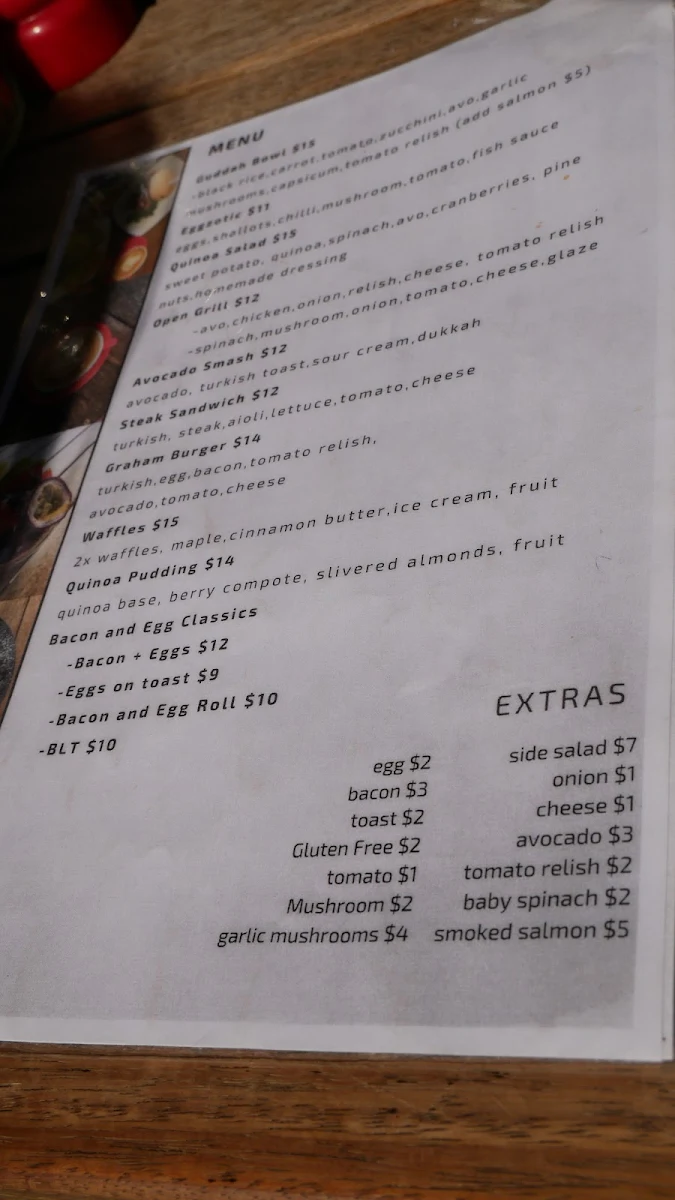Menu, Wheelhouse Coffee