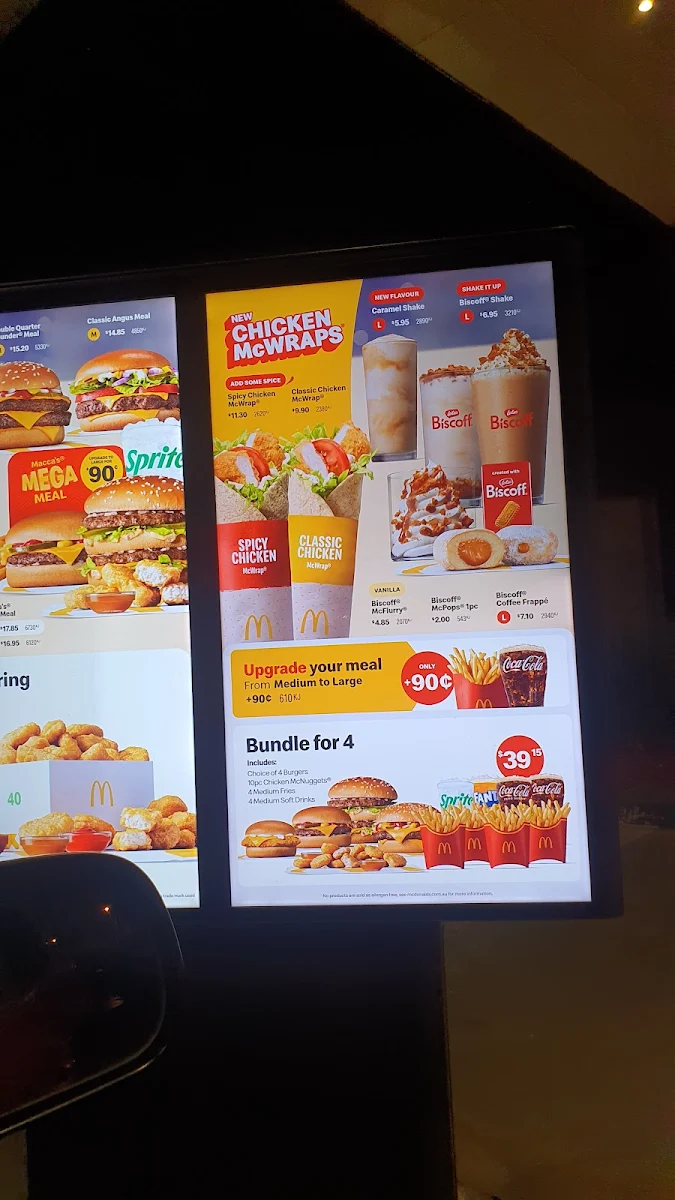 Menu, McDonald's Wangaratta