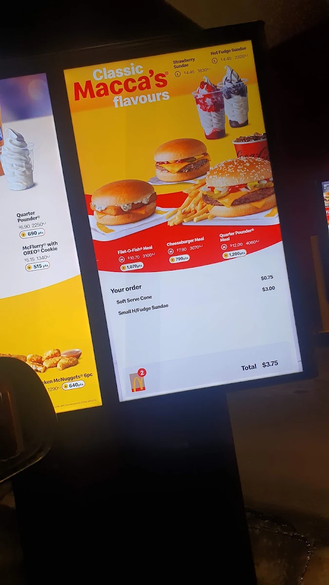 Menu, McDonald's Wangaratta
