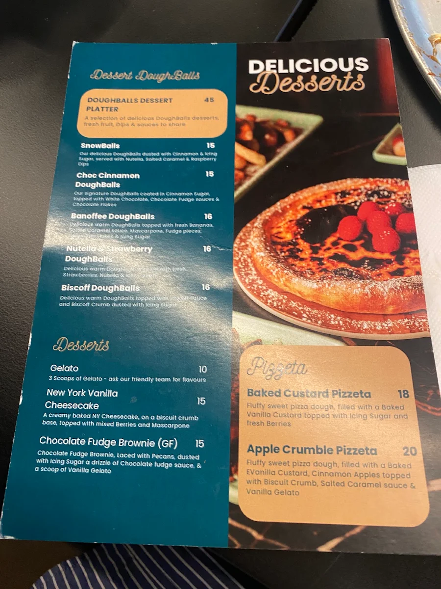 Menu, DoughBalls Pizza, Rundle Place