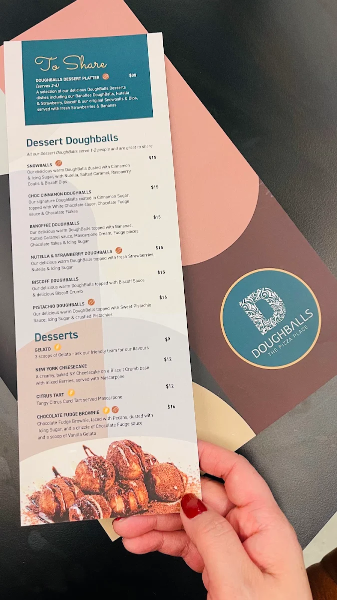 Menu, DoughBalls Pizza, Rundle Place