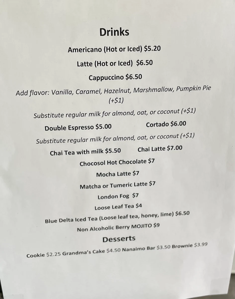 Menu, Las Chulas Tobermory