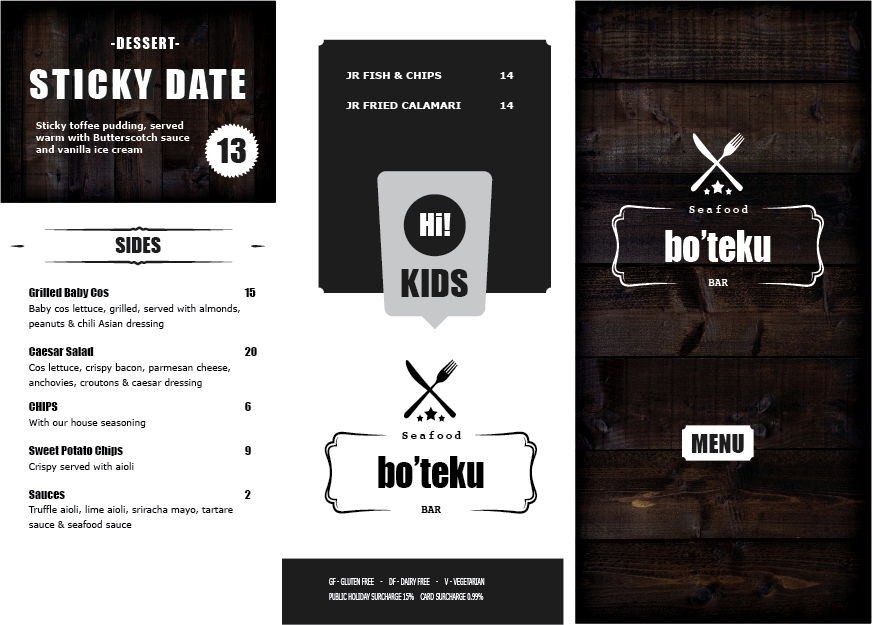 Menu, Bo'teku is now Trading as Bondi Grille Seafood & Steakhouse