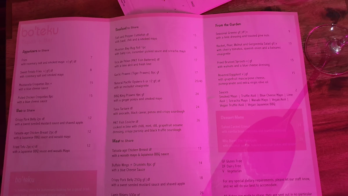 Menu, Bo'teku is now Trading as Bondi Grille Seafood & Steakhouse