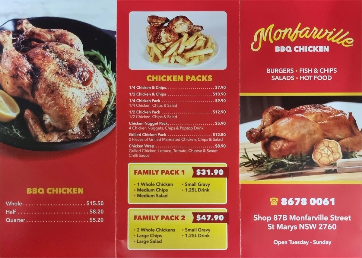 Menu, Monfarville Chickens