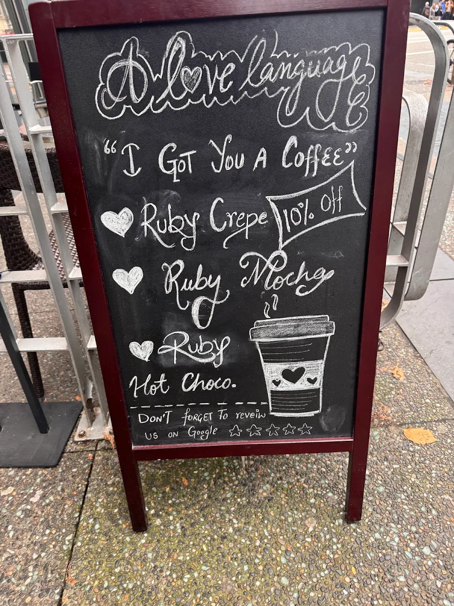 Menu, Café Crêpe Express