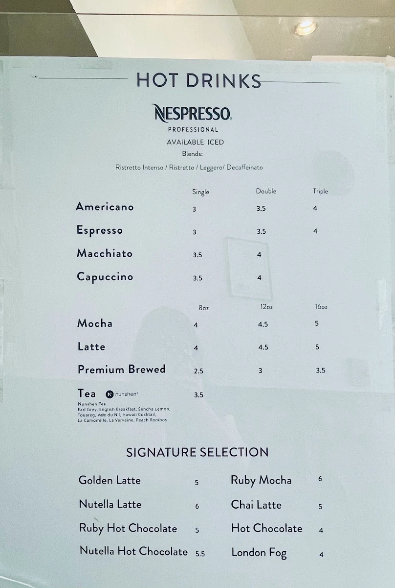 Menu, Café Crêpe Express