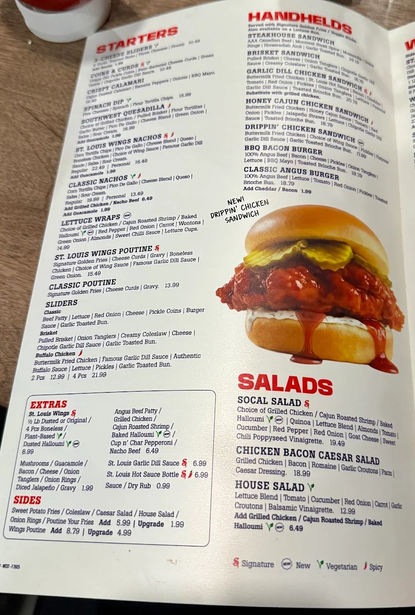 Menu, St. Louis Bar & Grill