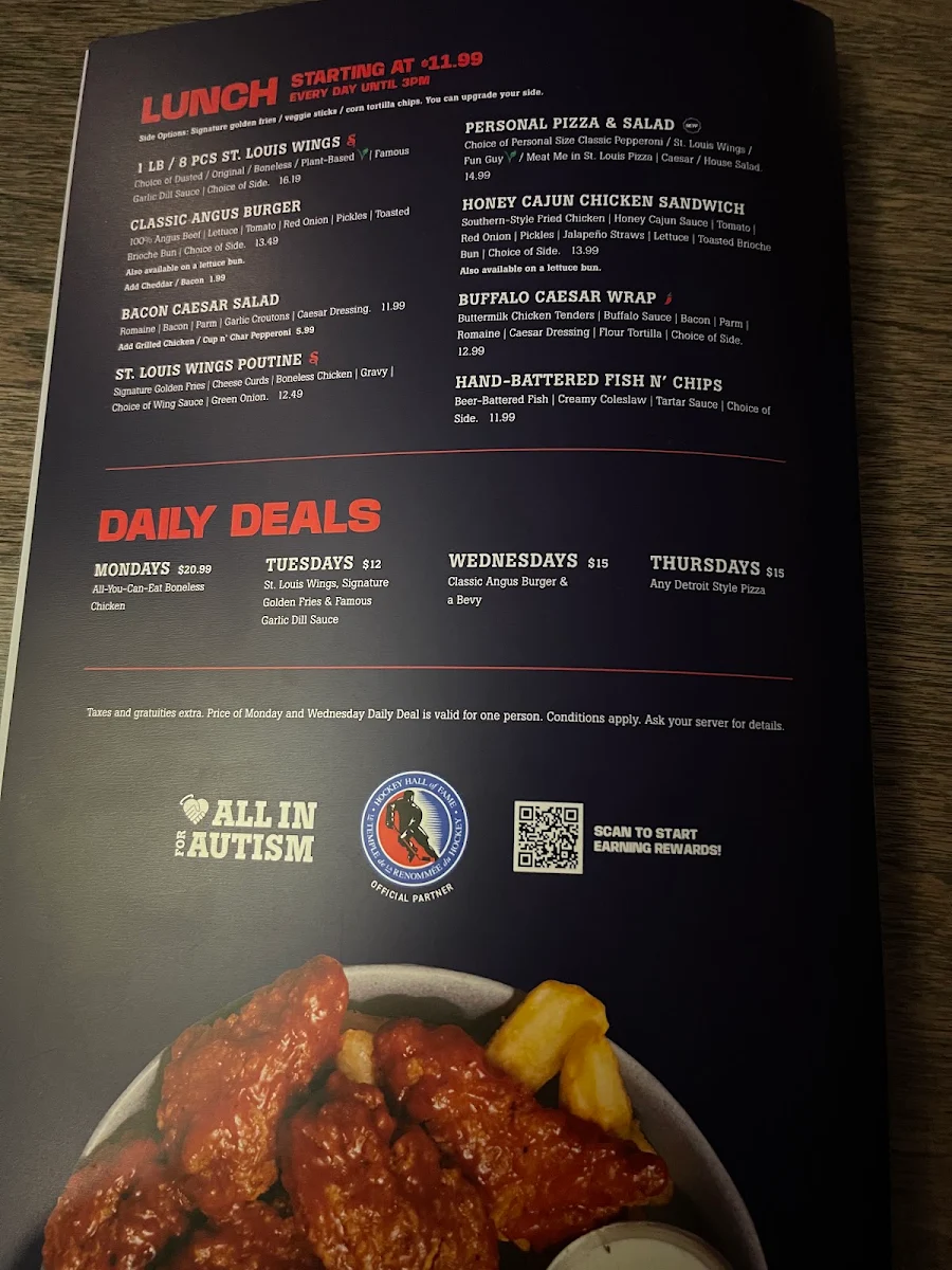 Menu, St. Louis Bar & Grill