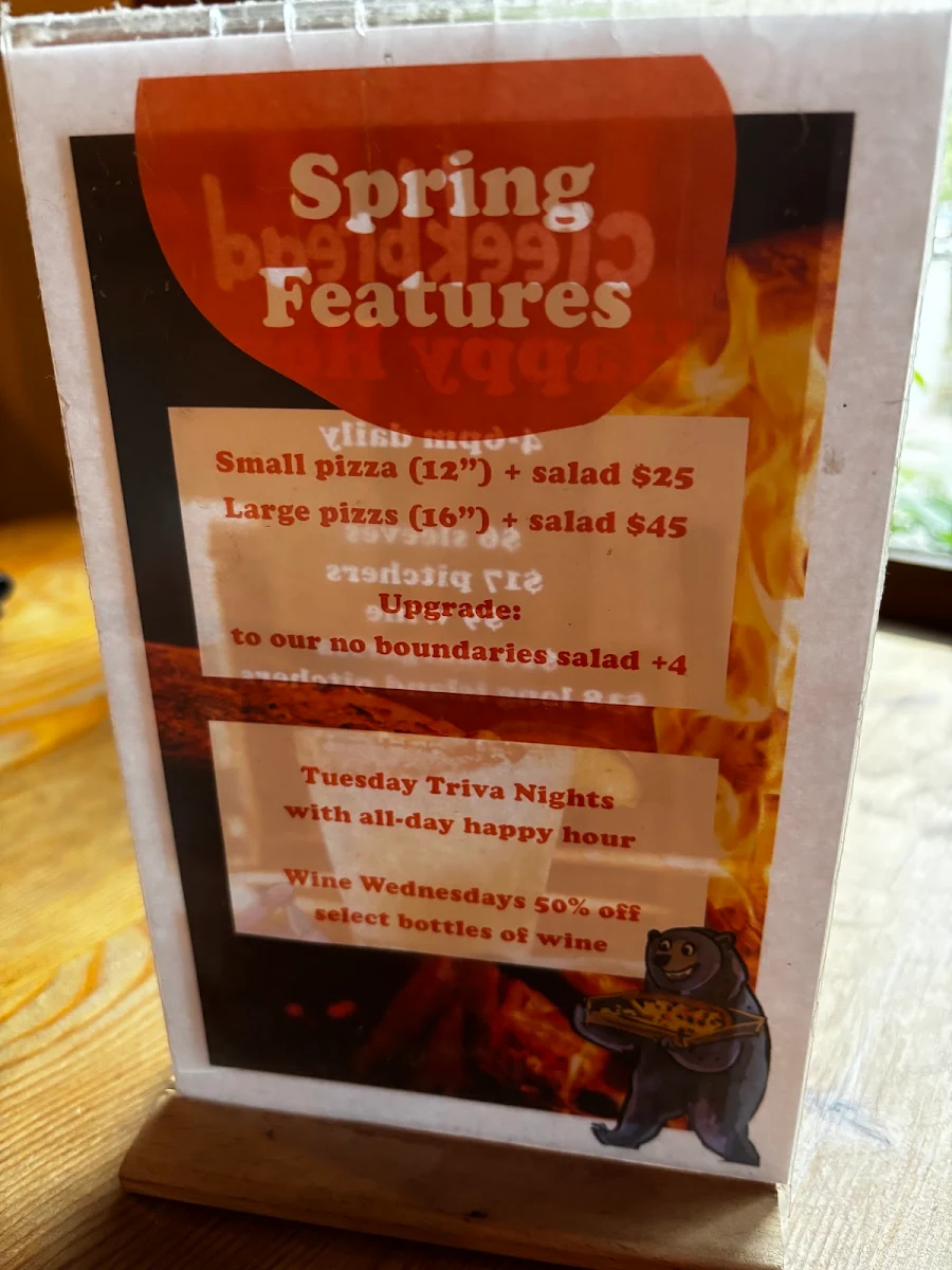 Menu, Creekbread