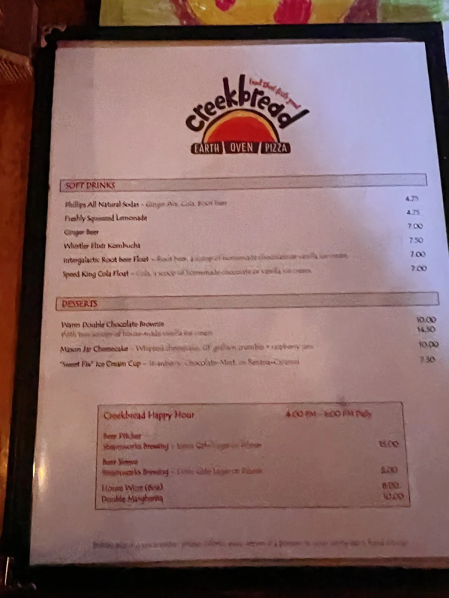 Menu, Creekbread