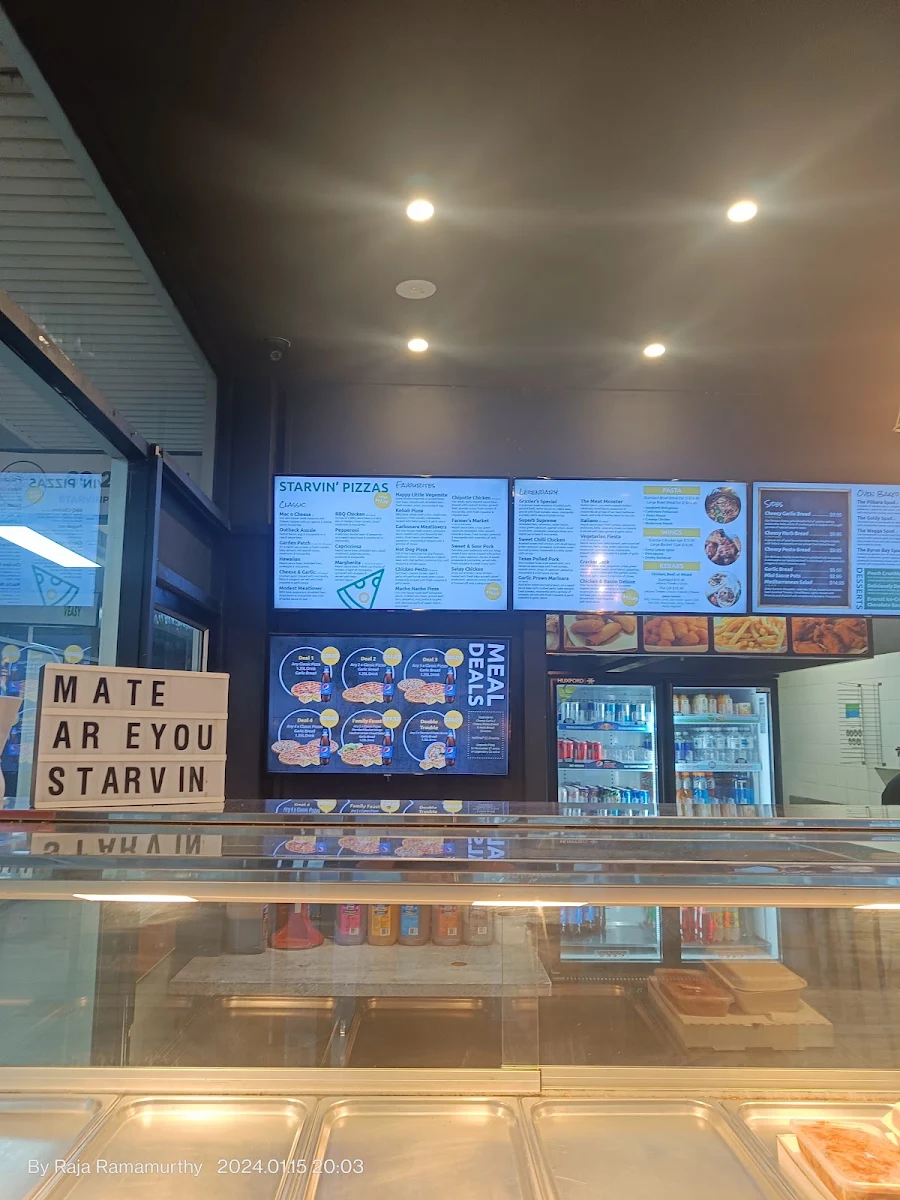 Menu, Starvin' Pizza Bar Wagga