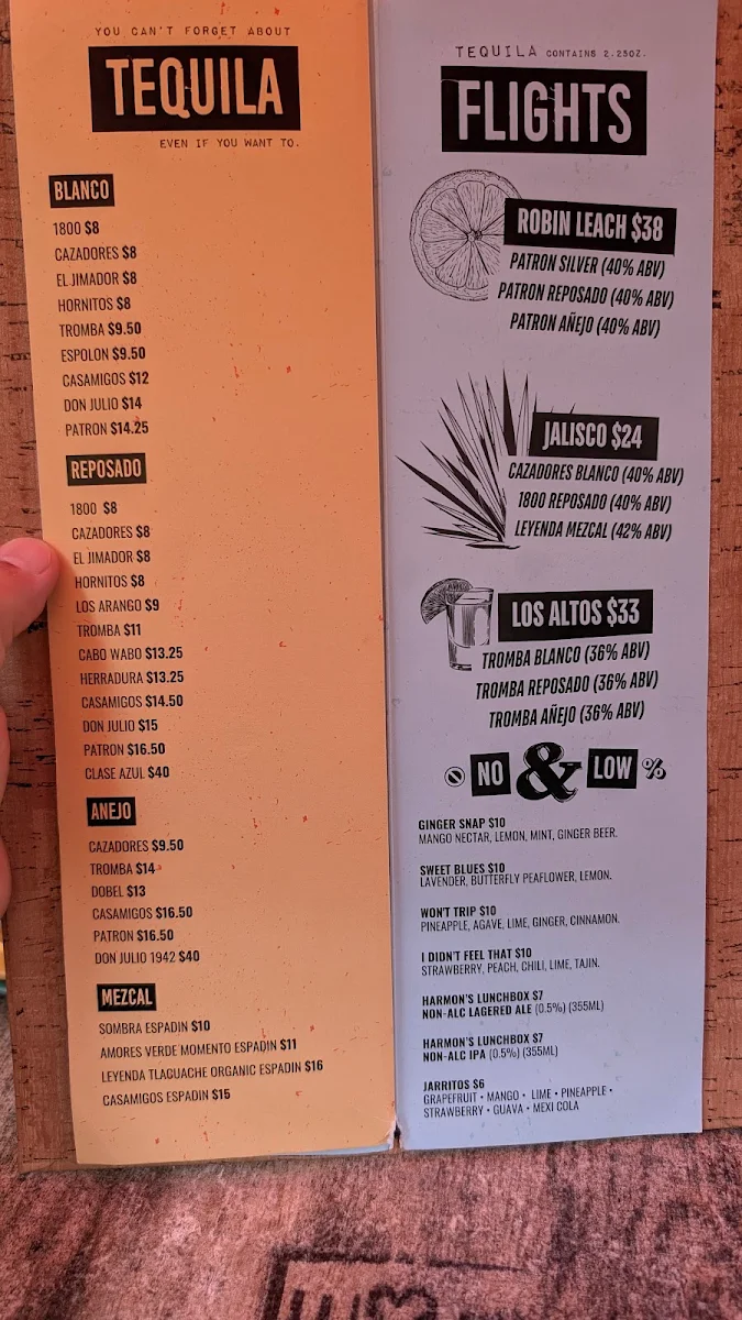 Menu, The Mule Burlington (Formerly Burro)