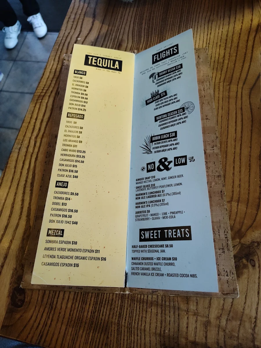 Menu, The Mule Burlington (Formerly Burro)