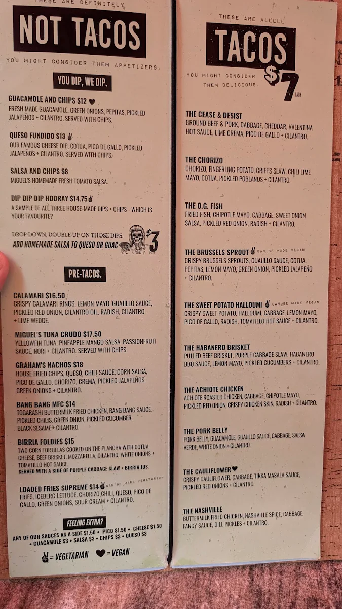 Menu, The Mule Burlington (Formerly Burro)