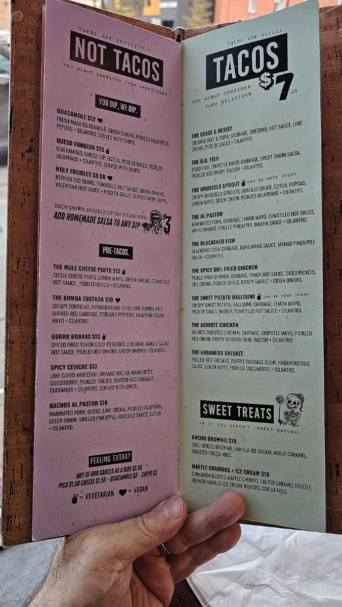 Menu, The Mule Burlington (Formerly Burro)