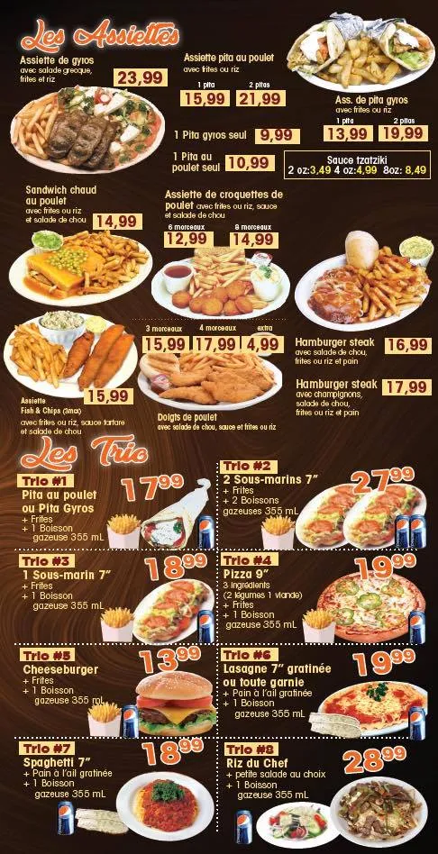 Menu, Restaurant Koro Pizza