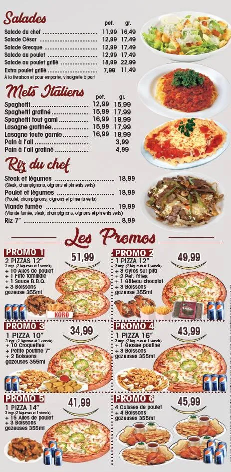Menu, Restaurant Koro Pizza