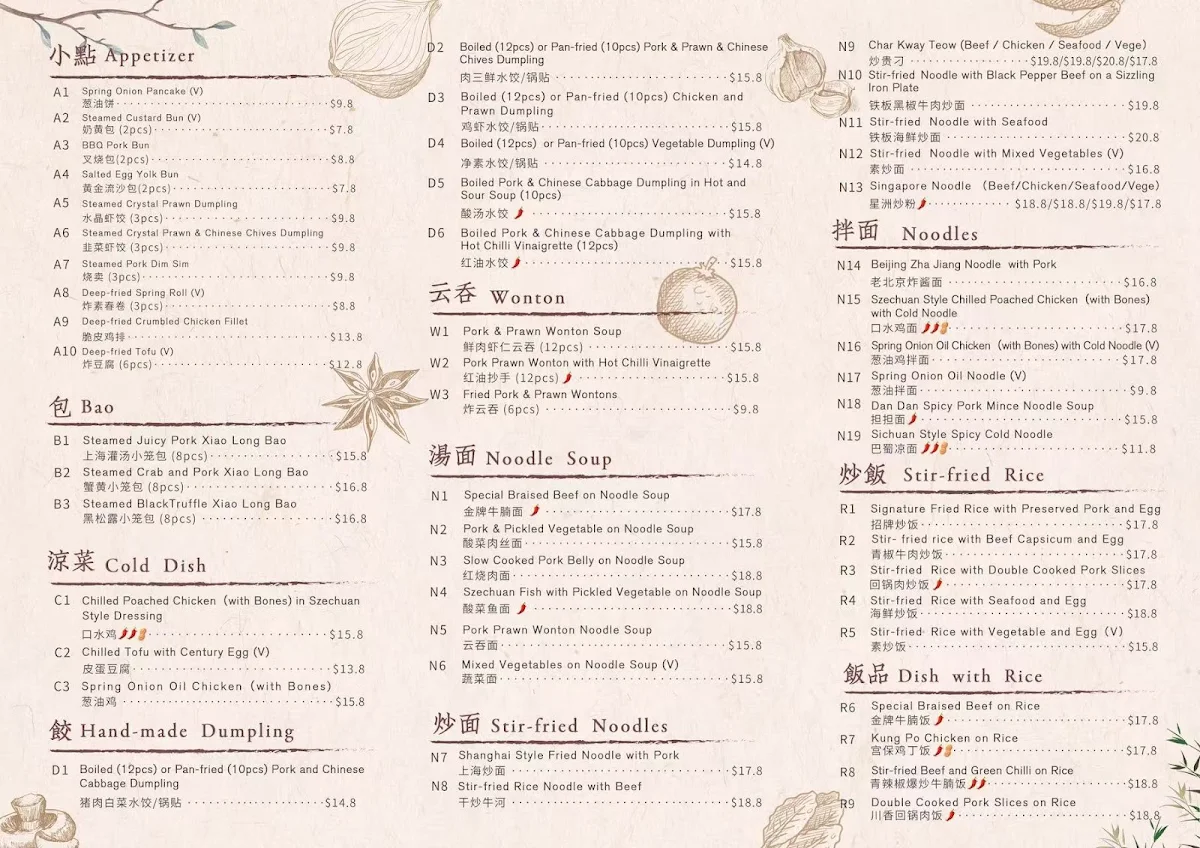 Menu, Lucky Dumpling Kitchen Burwood Brickworks
