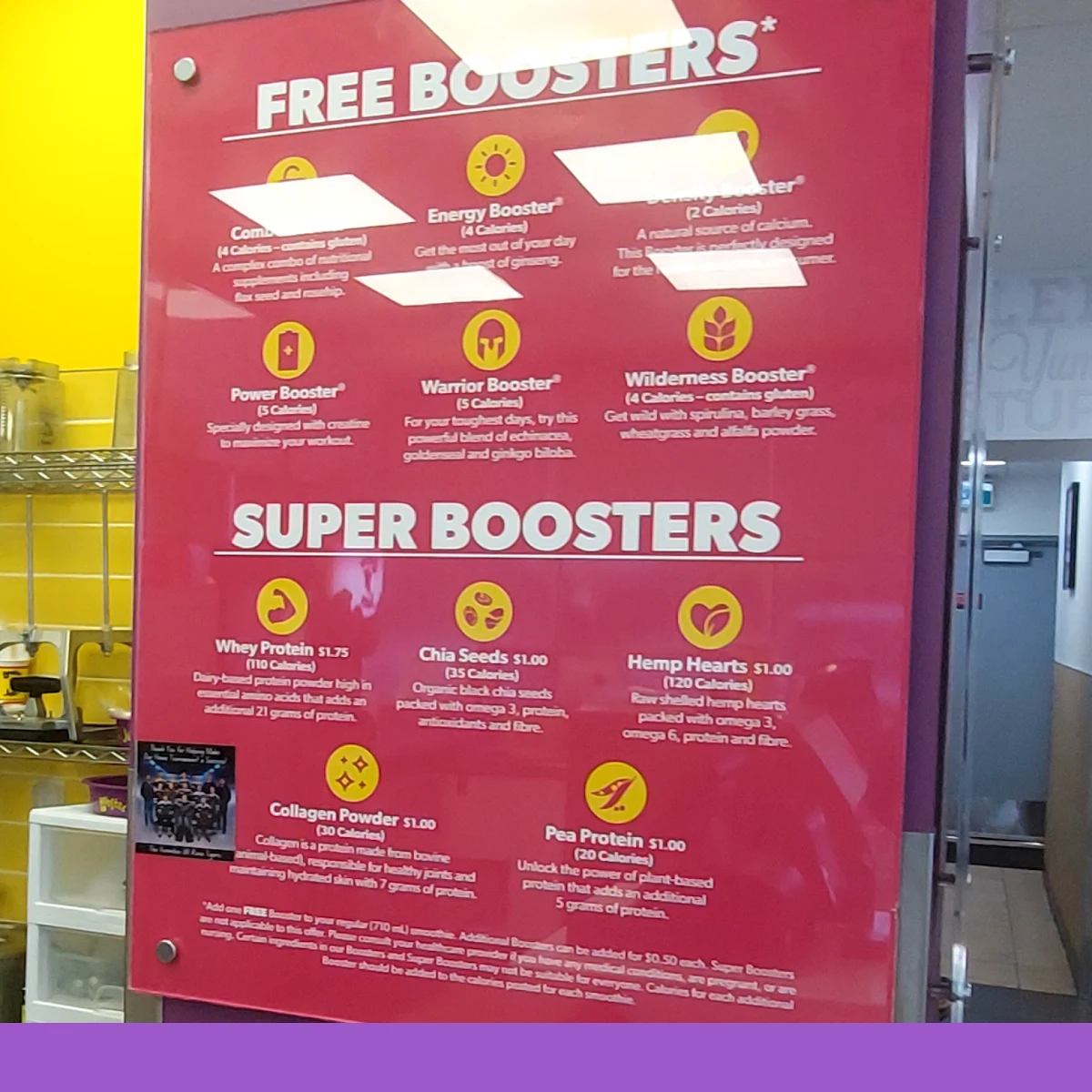 Menu, Booster Juice