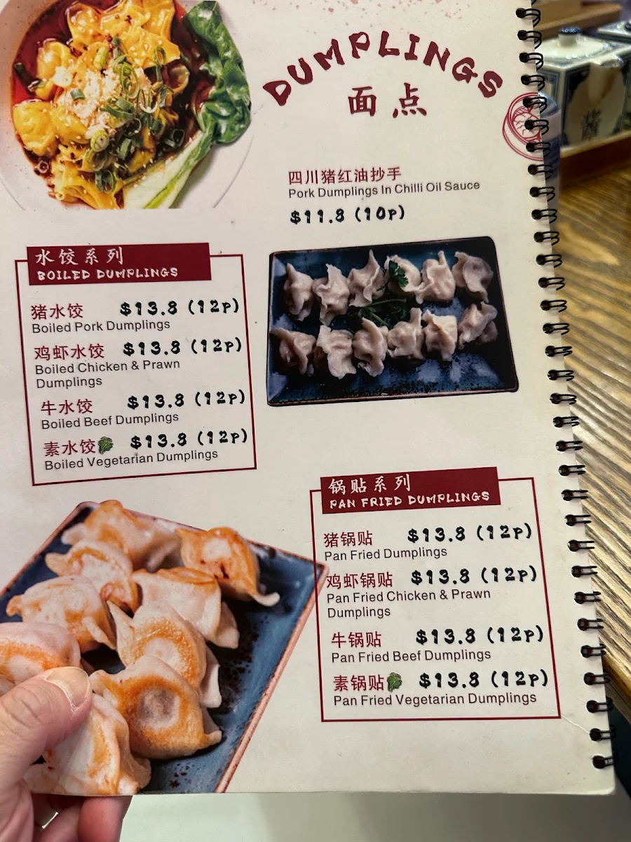 Menu, Song's Dumplings