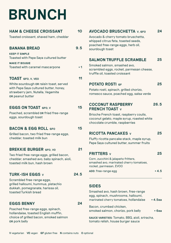 Menu, Common Grounds Corner
