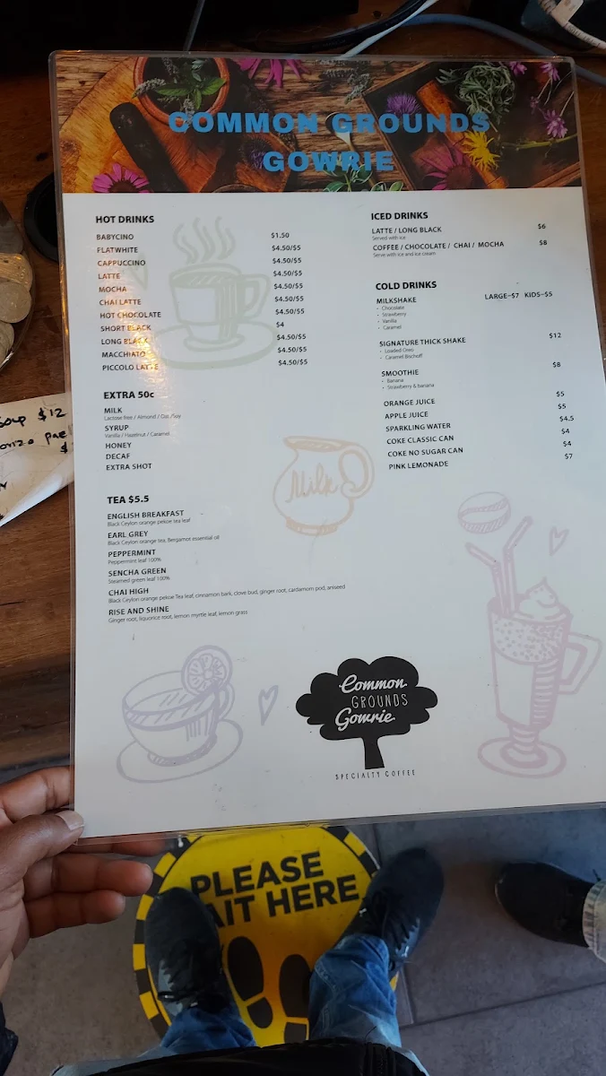 Menu, Common Grounds Corner