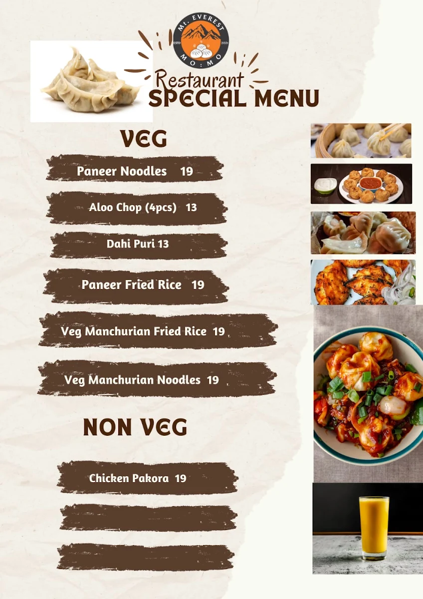 Menu, Mt Everest Mo:mo , Tarneit